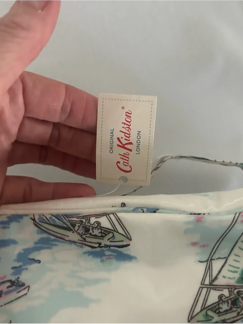 Cath Kidston White Sailboat Cosmetic Bag with Blue & Pink Accents